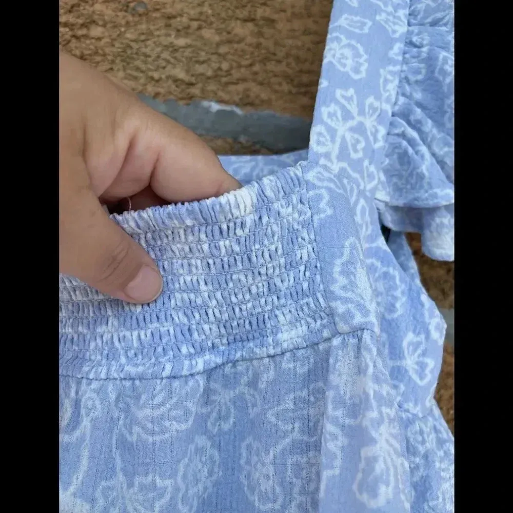 By the river KAYLEE FLUTTER SLEEVE dress small Blue - Image 11