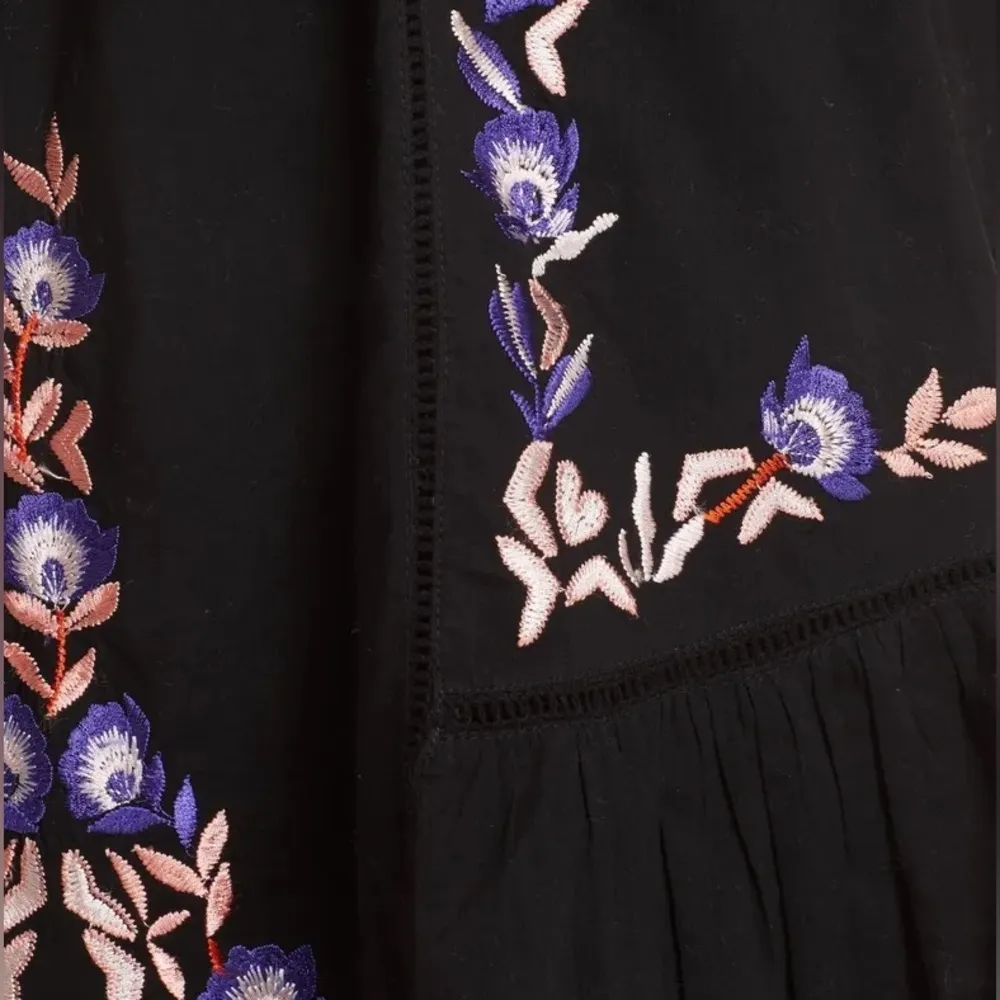 Free People Pavlo Babydoll Embroidered Ruffled Dress Black Pink Purple Size XS - Image 8