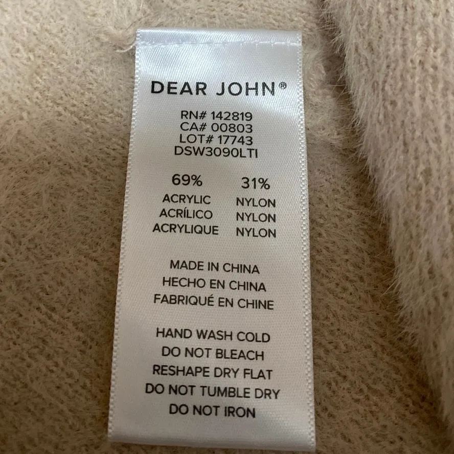 Dear John Beige Tan Khaki Long Sleeve Open Pocket Long Cardigan Sweater Top Sz S - Image 5