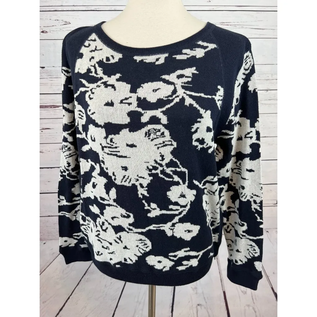 NWT Joan Vass Floral‎ Sweater Pullover Zippers Sweatshirt Size 1 Medium Womens - Image 8