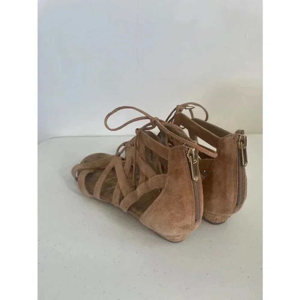 Women's Sam Edelman Brown Lace-Up Gladiator Cork Sandals Size 9M‎ EUC - Image 3