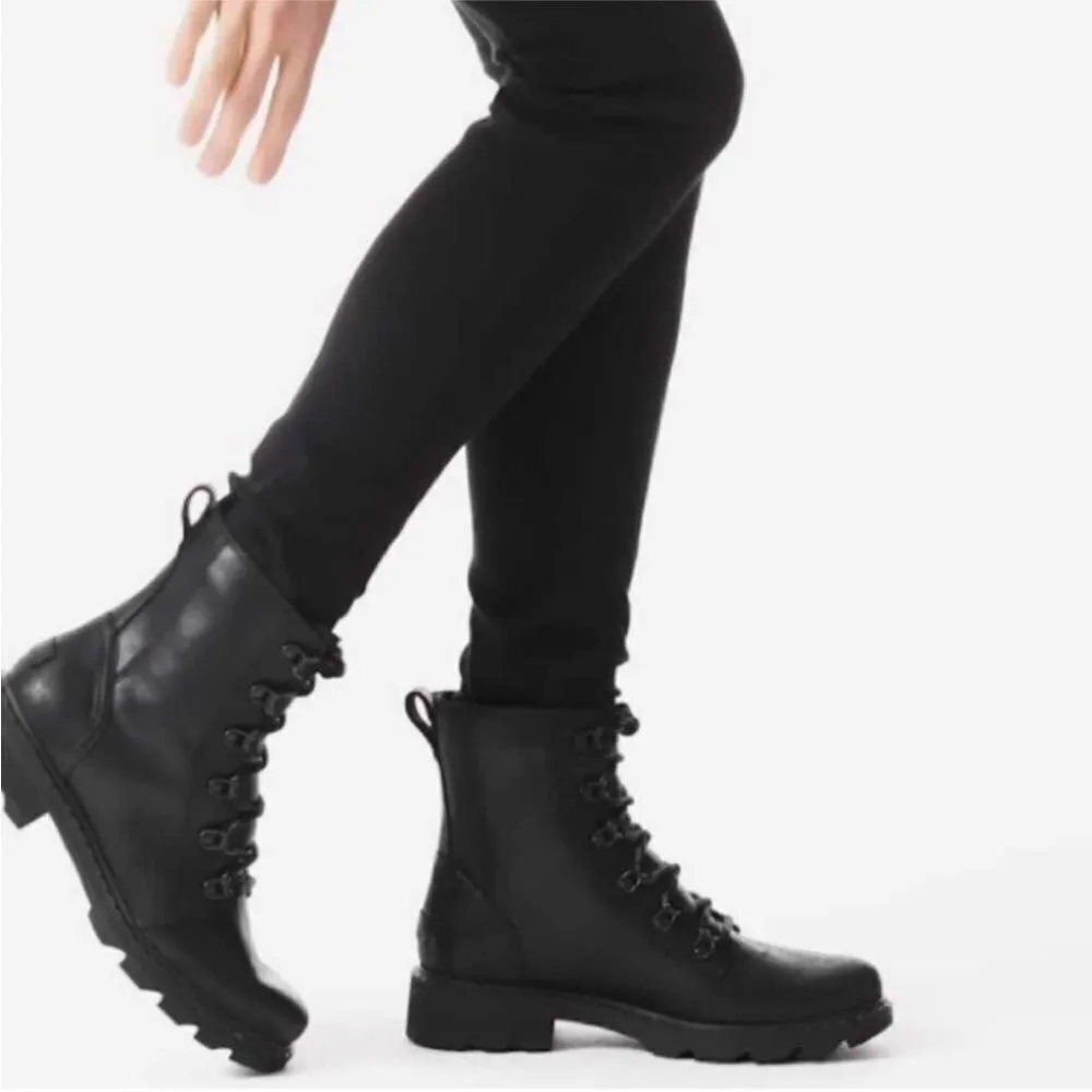 New SOREL Waterproof Leather Lug‎ Sole Hiking Boot Lace Up Lennox Black Size 6 - Image 14