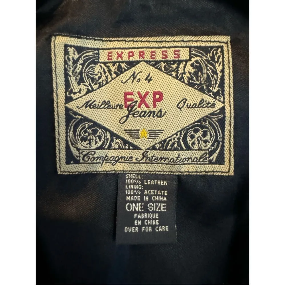 EXPRESS Vintage 100% Leather Vest Braided Trim Academia Adjustable One Size Y2K - Image 5