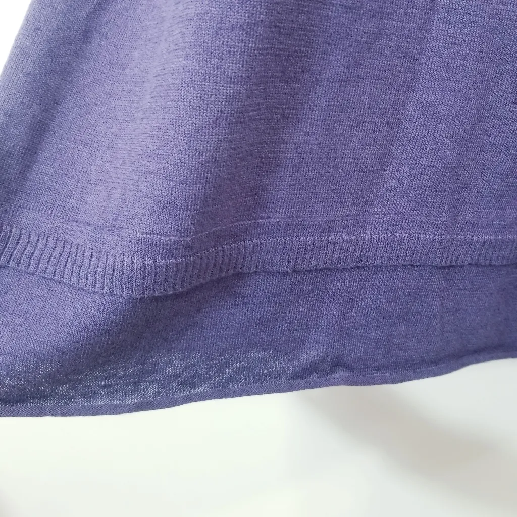 Poetry Linen Cotton Purple Knit Midi Dress with Button Detail Collared - Image 9