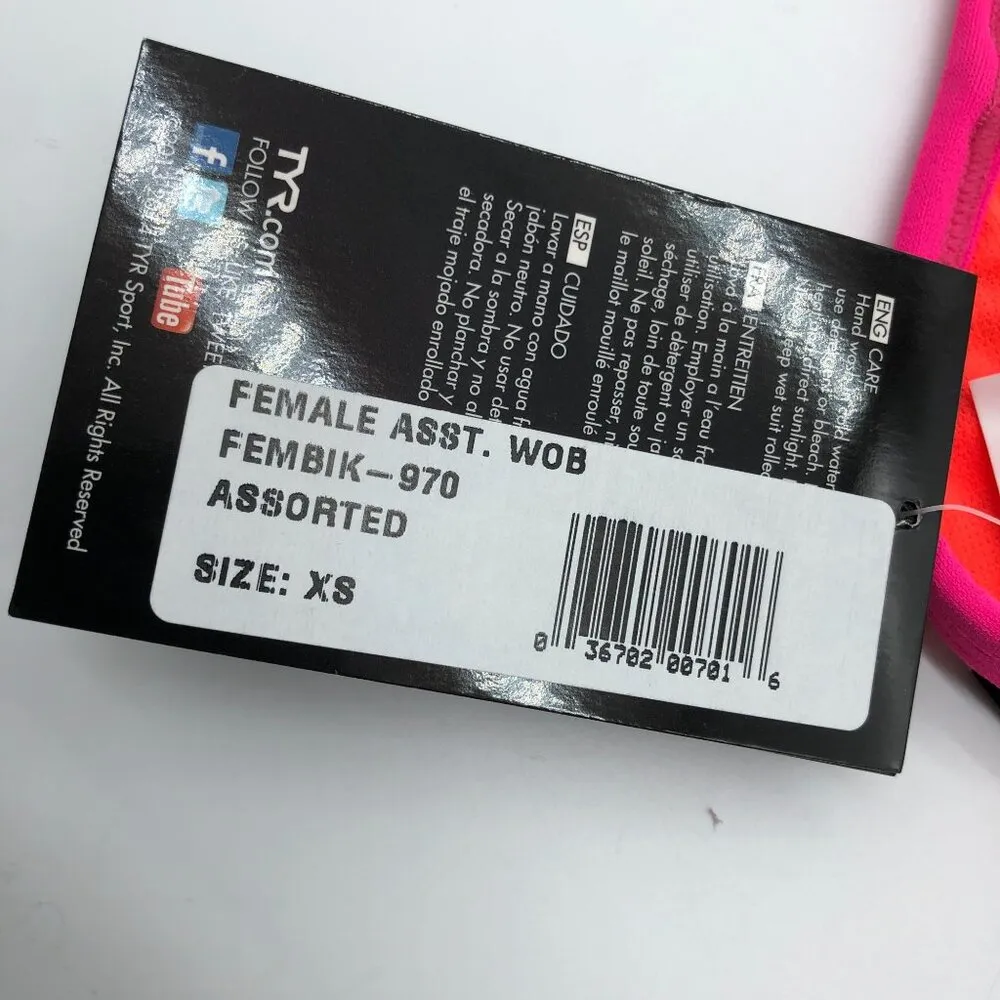 TYR Women Bikini Swim Top Crosscut Low Neckline Fresno Mojave Tieback Pink XS - Image 8