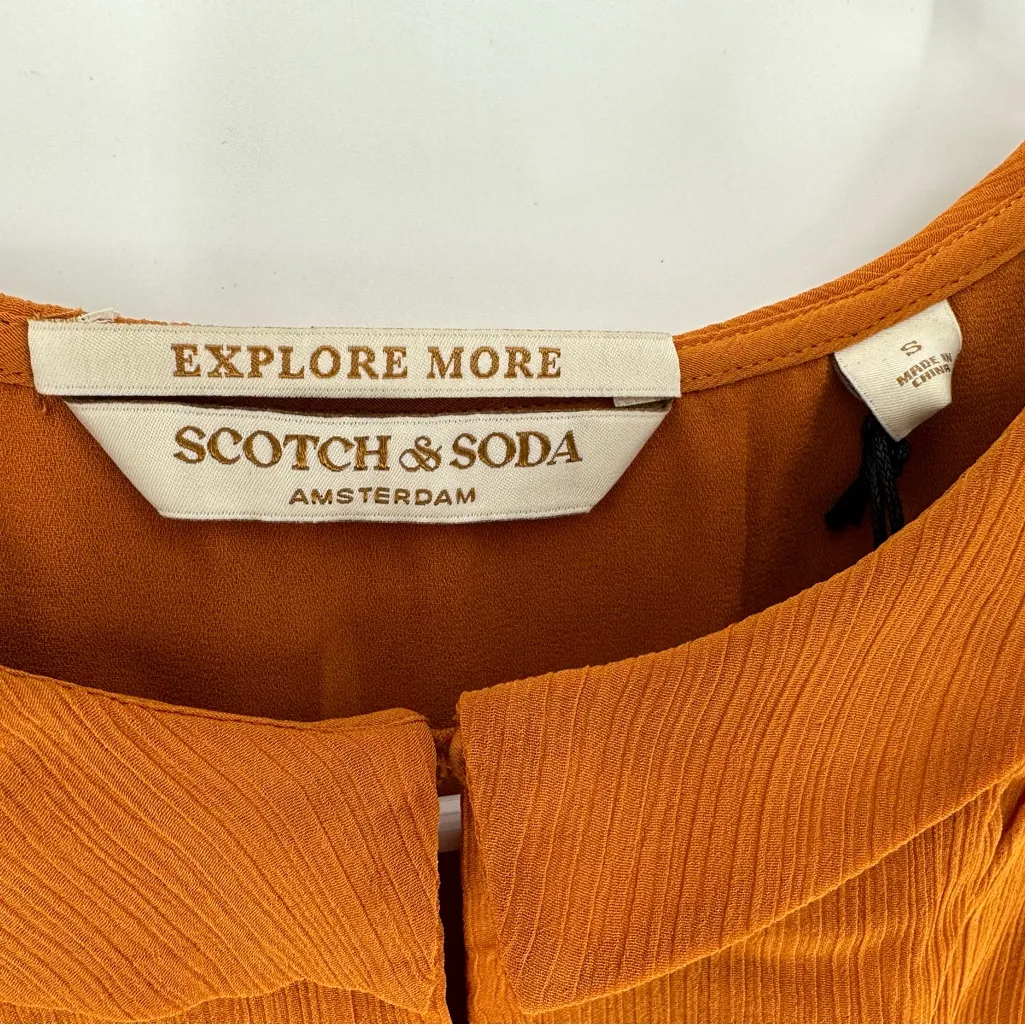 Scotch And Soda Smocked Mini Dress Color Cinnamon Spice Size‎ Small - NEW - Image 3