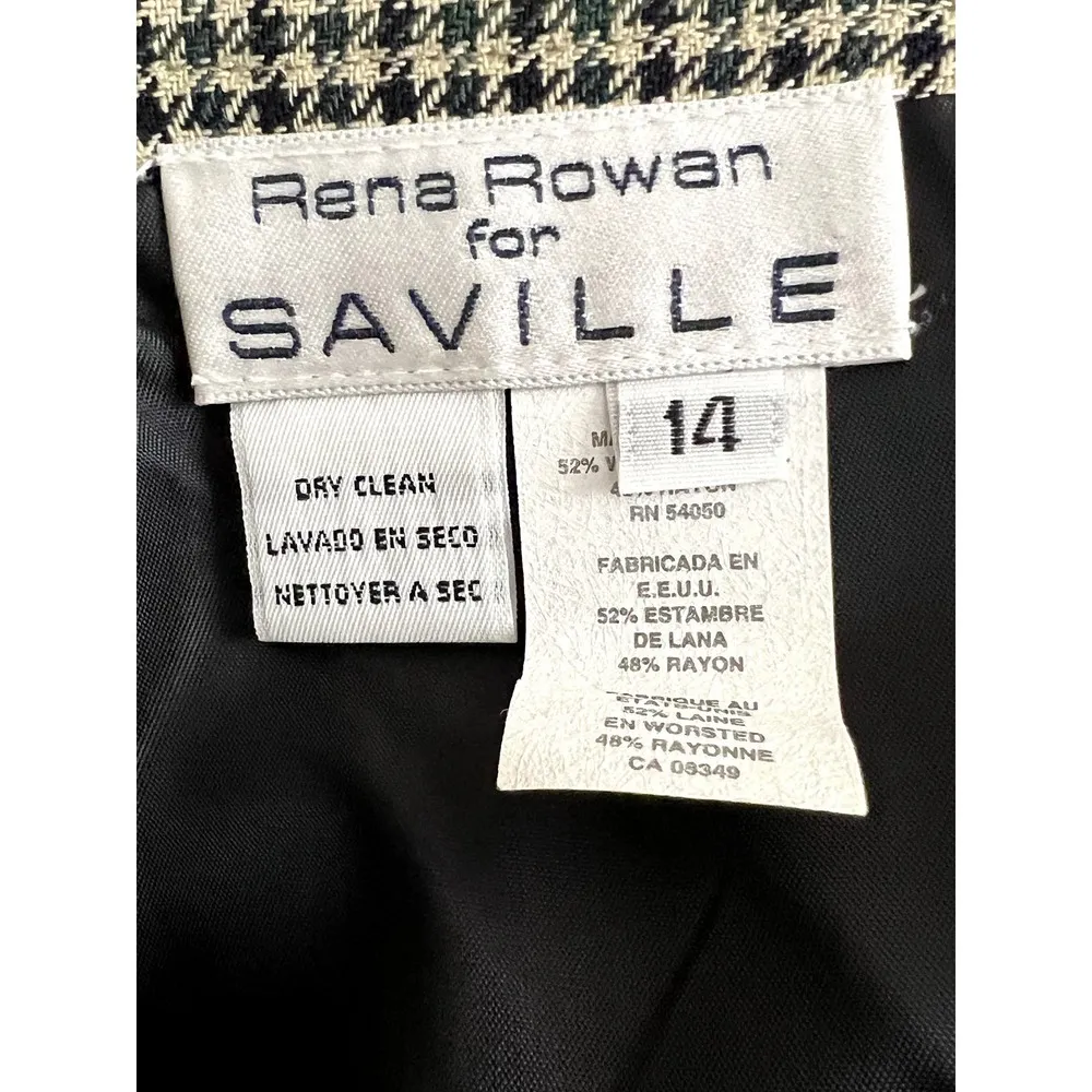 Rena Rowan size 14 houndstooth pencil skirt wool & rayon lined hidden zipper - Image 4
