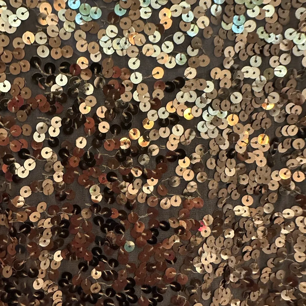 Vintage DKNY Brown Gold Silk Empire Waist Sequin Slip Mini Dress Size 6 Small S - Image 6