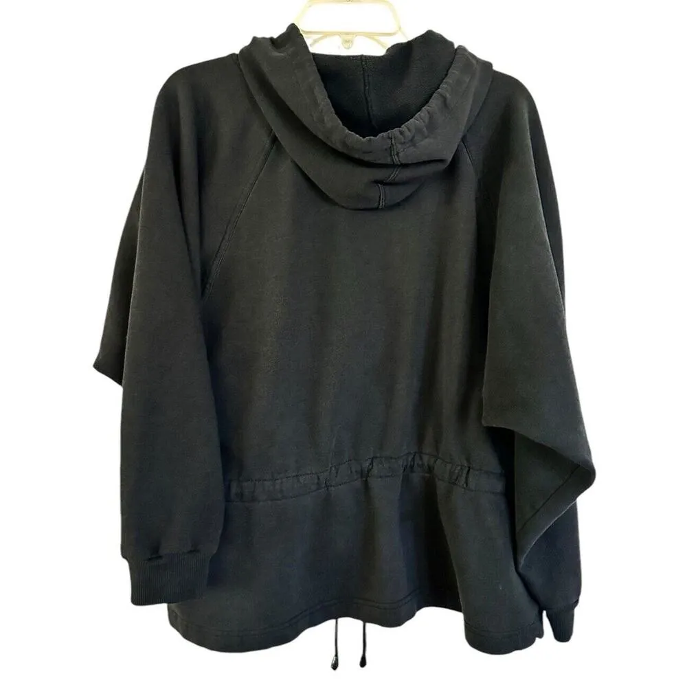 THE BODY CO WOMEN'S 1/2 ZIP LONG SLEEVE HOODED SWEATSHIRT Dark Gray MEDIUM M - Image 2