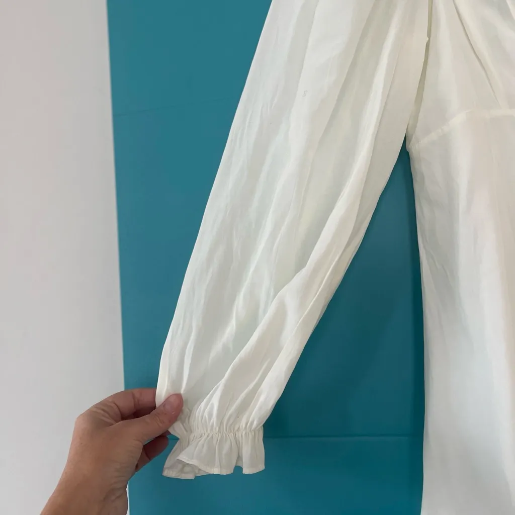 Altard State Long Sleeve White Ruched Top Mini Dress Babydoll Coquette S 🤍 - Image 8