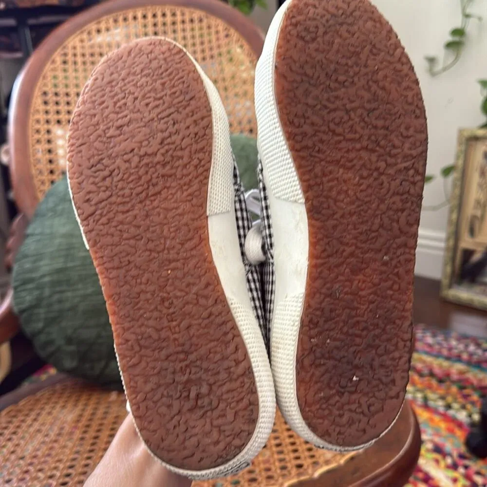 Superga Black & White Gingham Checkered Lace Up Sneakers - Image 5