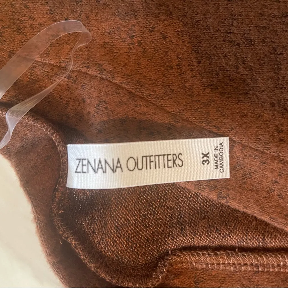 Zenana Outfitters Brown V-Neck Women’s Plus Size 3XL Tunic Oversized Soft Blouse - Image 3