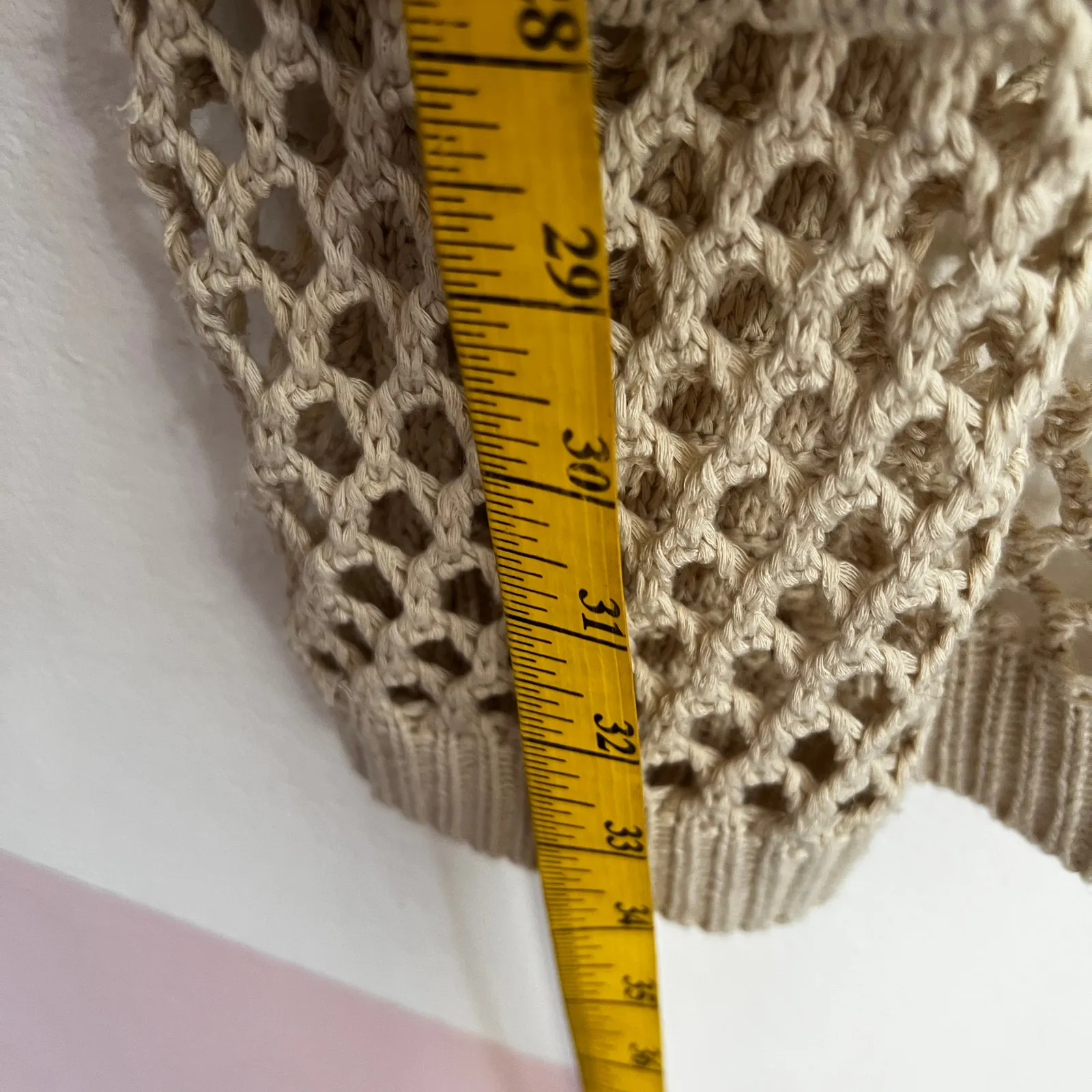 Cream Open Knit Crochet Cardigan Boho Bohemian‎ Fairycore Cottagecore Small - Image 5