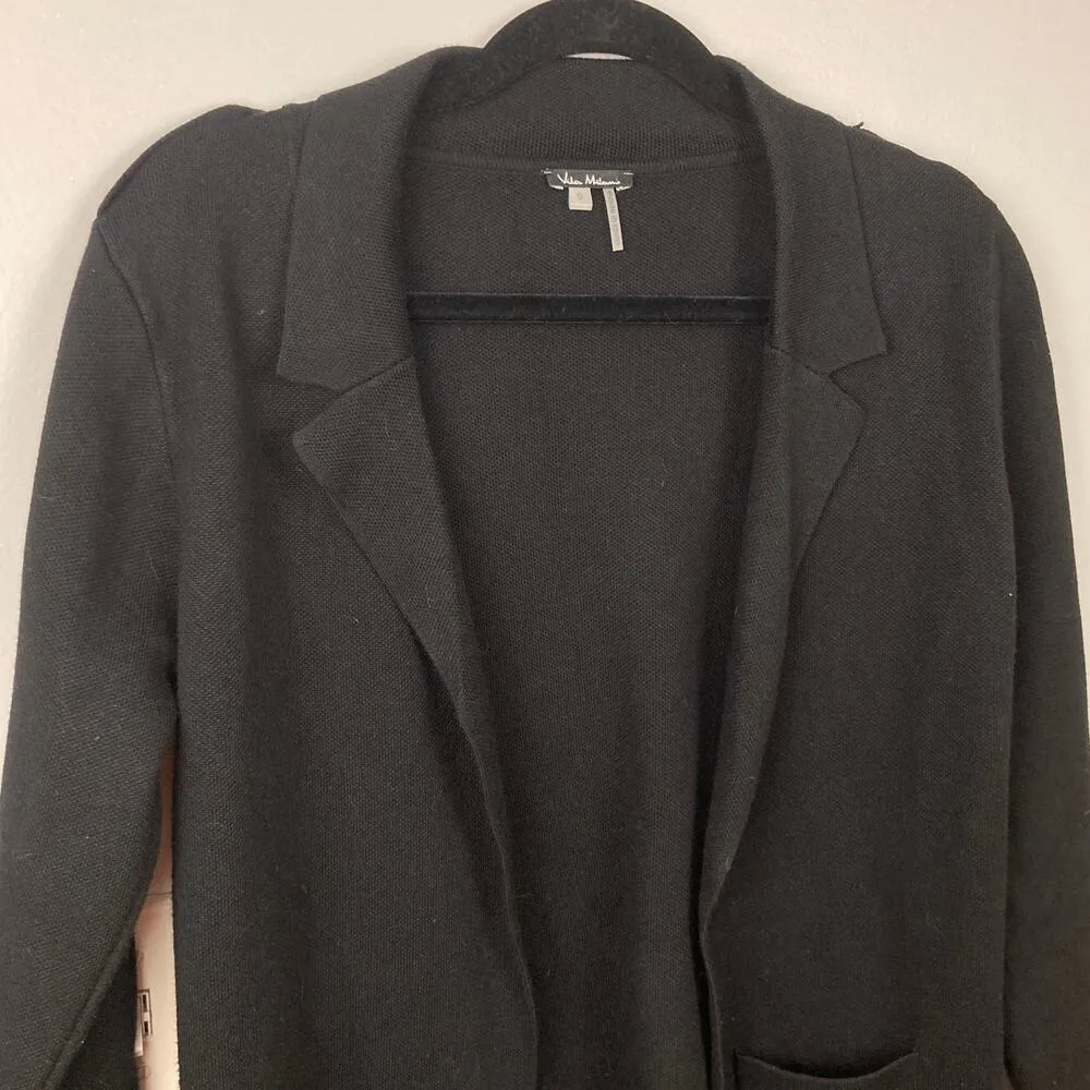 Vila Milano Womens S Black Open Sweater Blazer Minimalist Career Preppy Capsule - Image 3