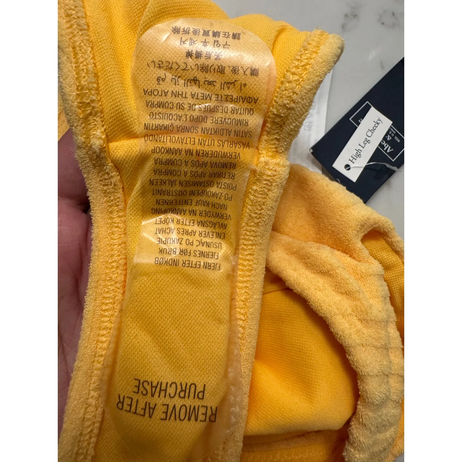 NWT Abercrombie & Fitch 3 Piece Yellow Ribbed Halter High Leg Skirt Bikini Set M - Image 3