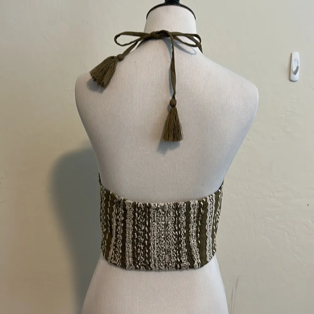 House of Harlow 1960 women small embroidered halter‎ top Green - Image 3