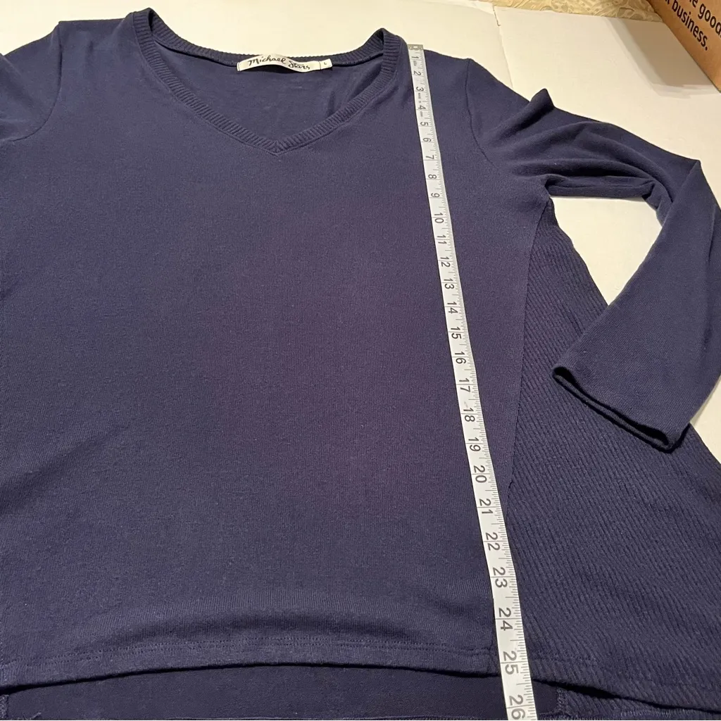 Michael Stars Womens Size Large Blue V-neck Soft Long Sleeve Pullover Tunic Top - Image 5