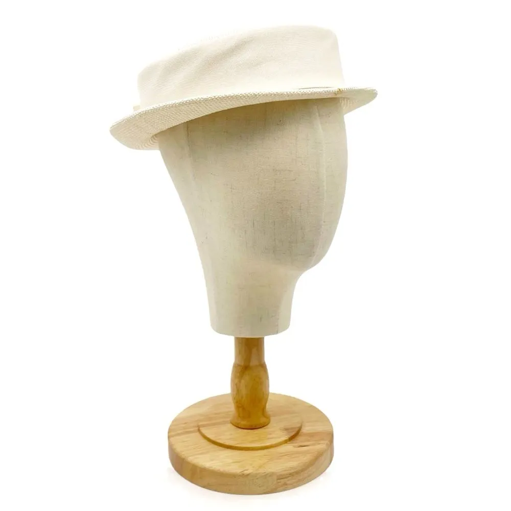Vintage 1950s Cream Straw Sailor Hat Antique Ivory Boater Skimmer W Bow Detail - Image 3