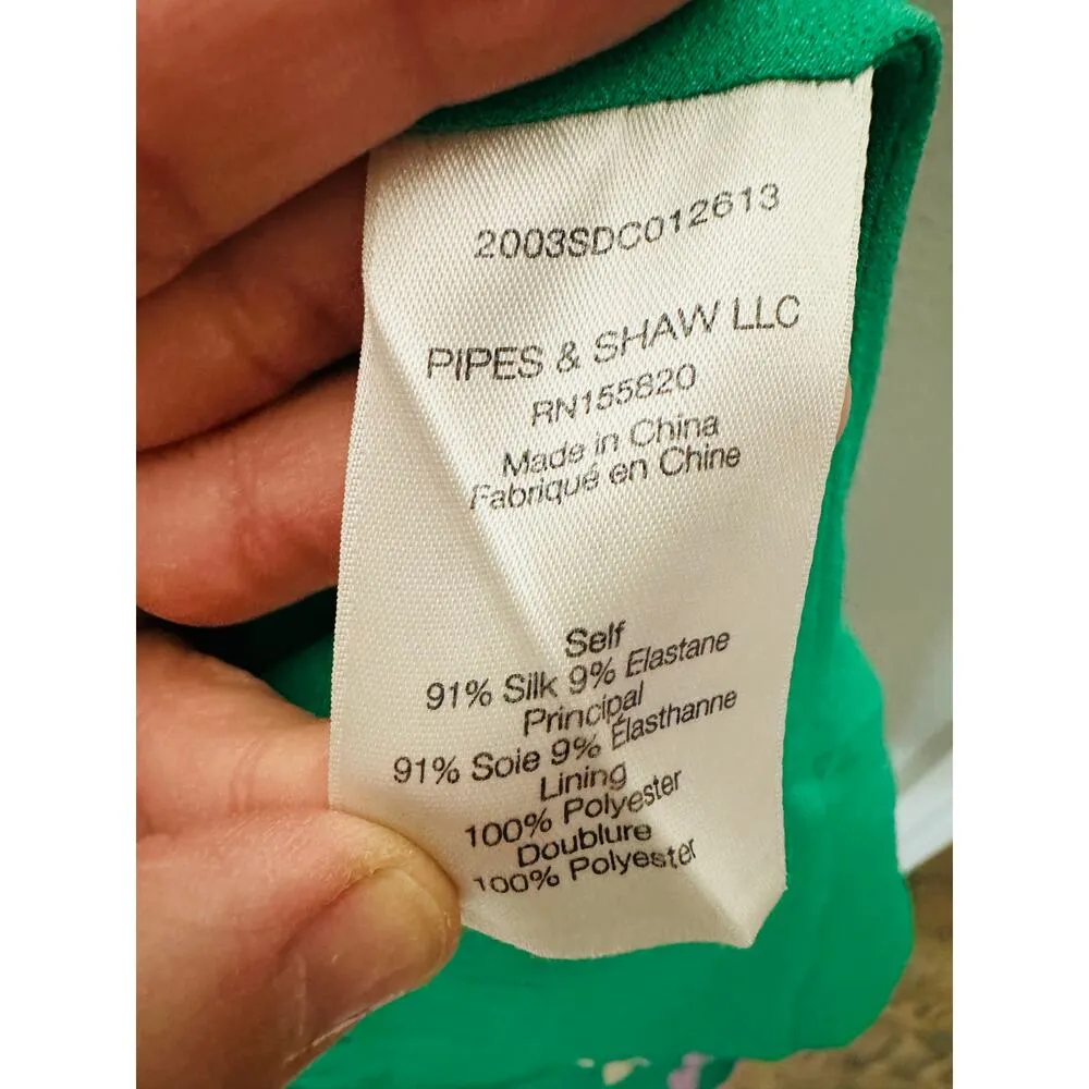 VERONICA BEARD Green Floral Printed Silk Ruched Ruffled Maria Dress Size 4 - Image 11