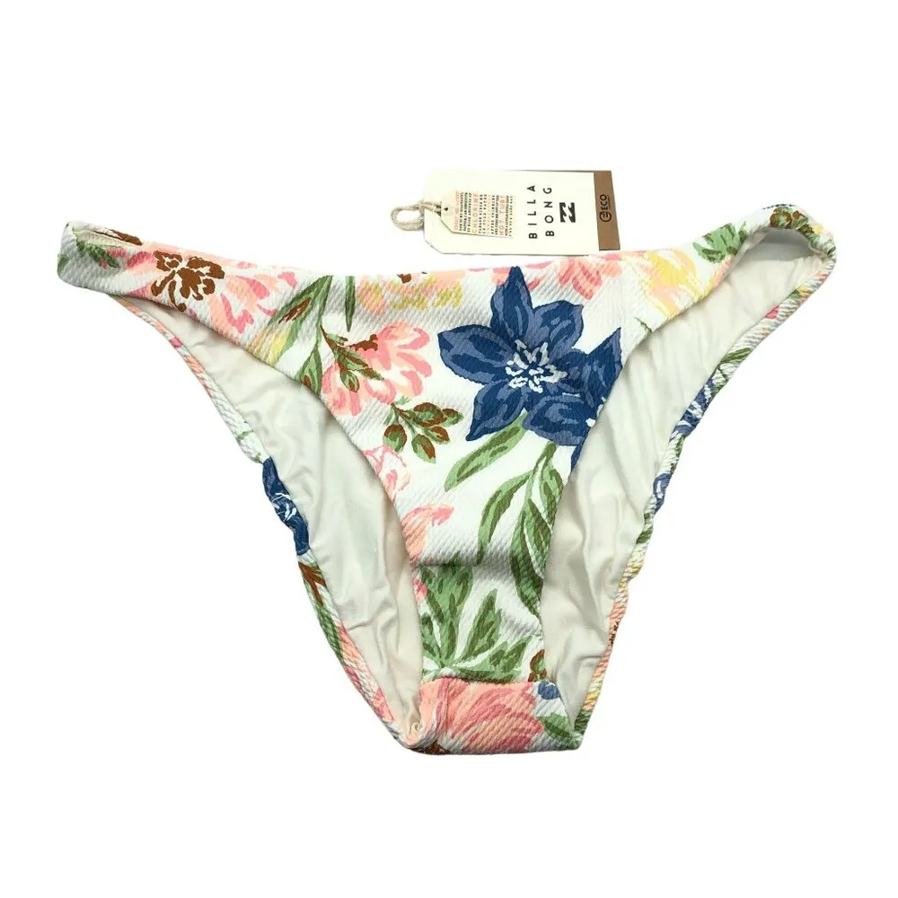 Billabong Ur A Dream Hike Bikini Bottom High Cut Floral White Colorful XL/14 - Image 3