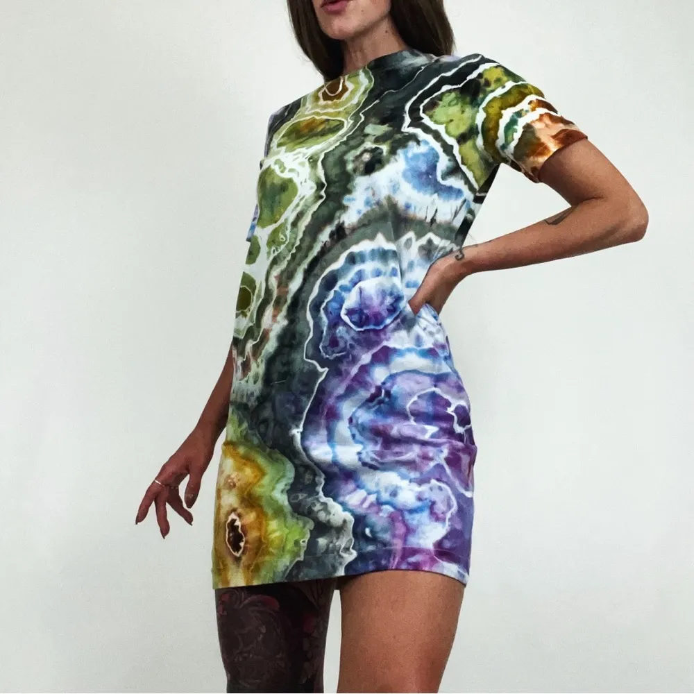 NEW Hand-Dyed Geode T-Shirt Dress | Size S - Image 2