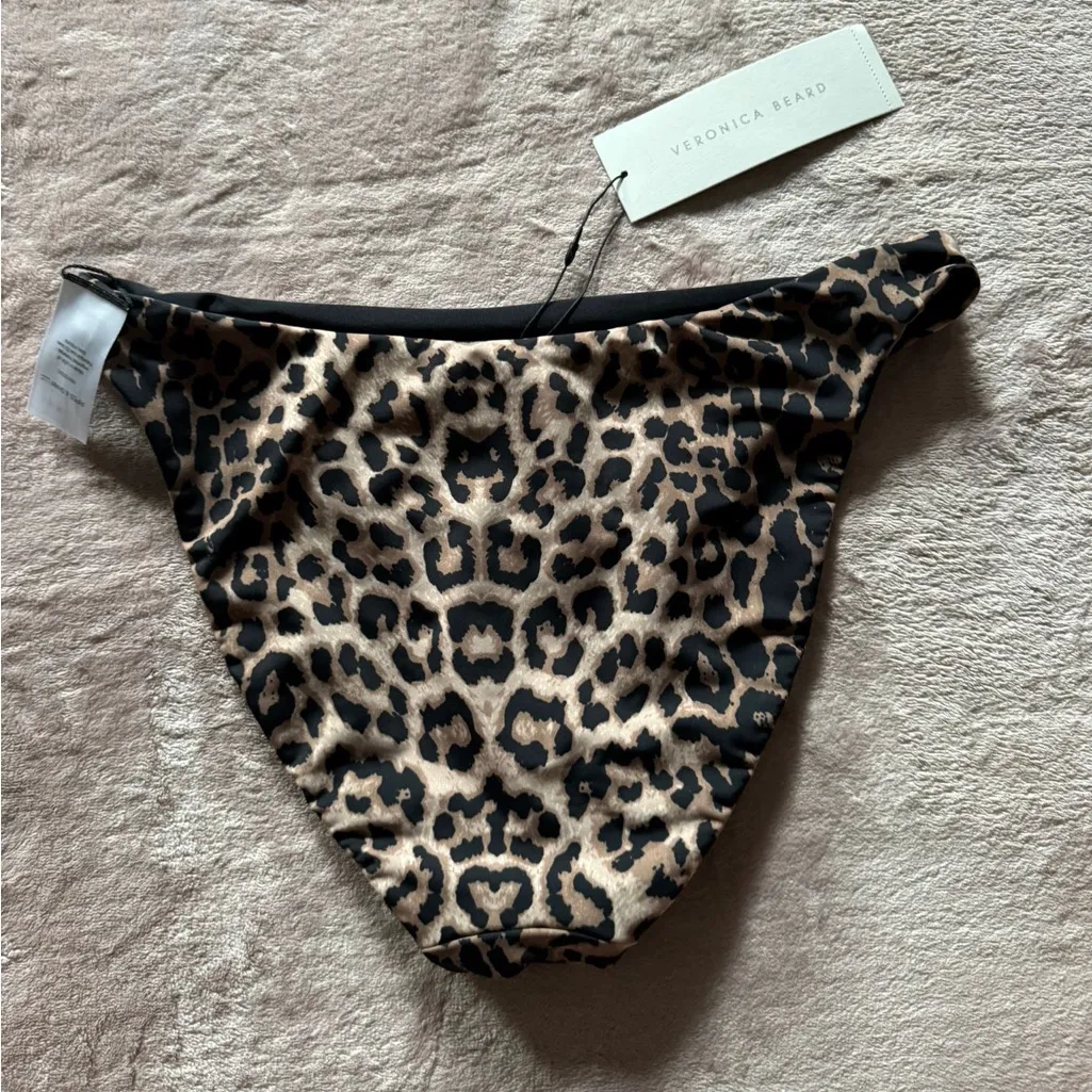 Veronica Beard Marau High Leg Brown Leopard‎ Bikini Bottoms Size M - Image 5