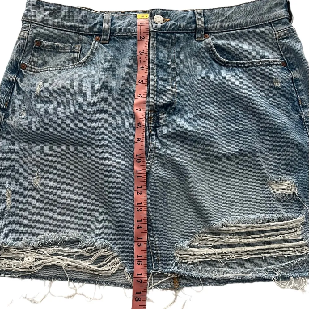 H&M  &Denim Women's Distressed Button Fly Denim Skirt Size 14 - Image 7