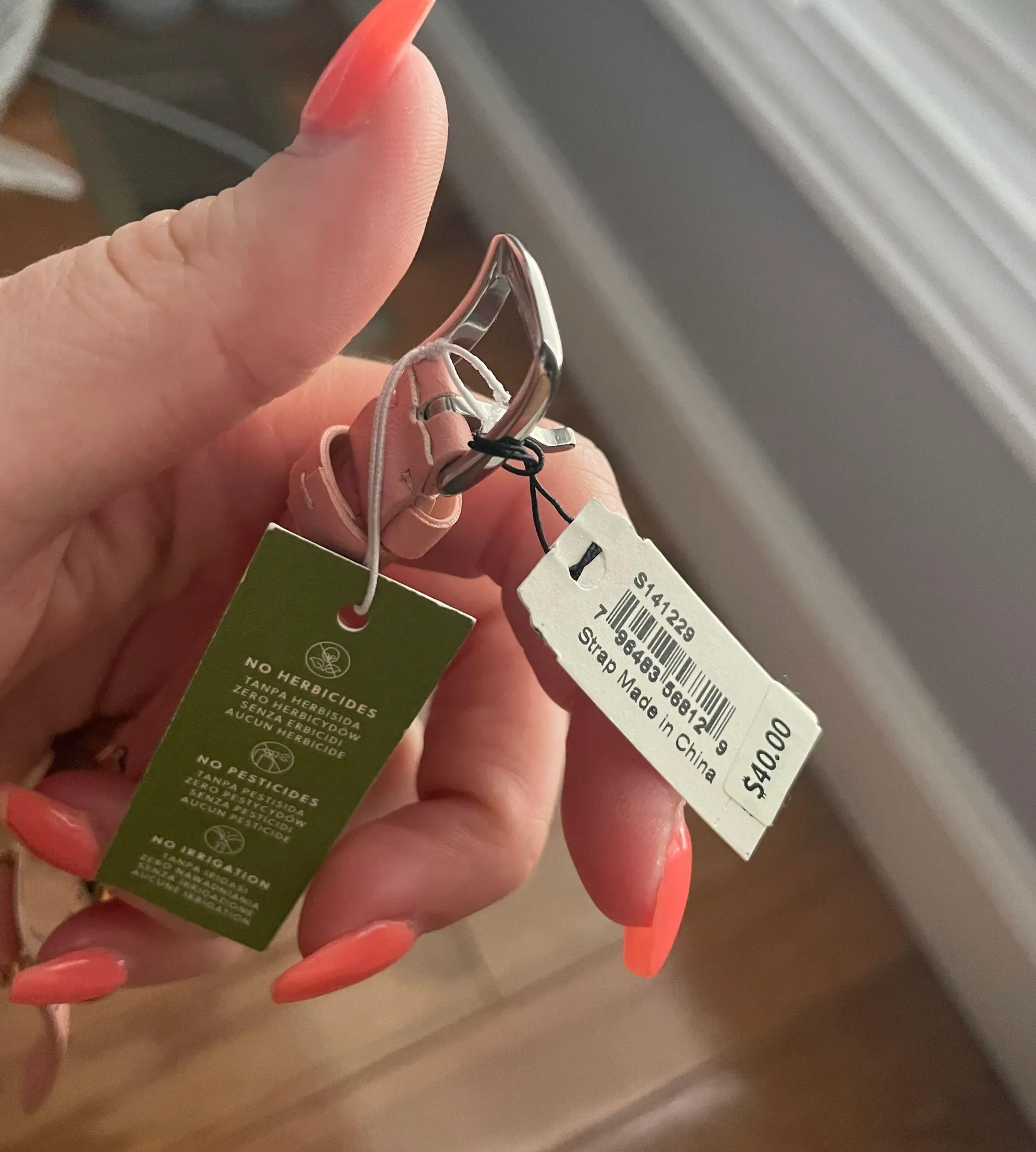 Fossil 14mm Pink Cactus Leather Strap Watch Band  - Image 2