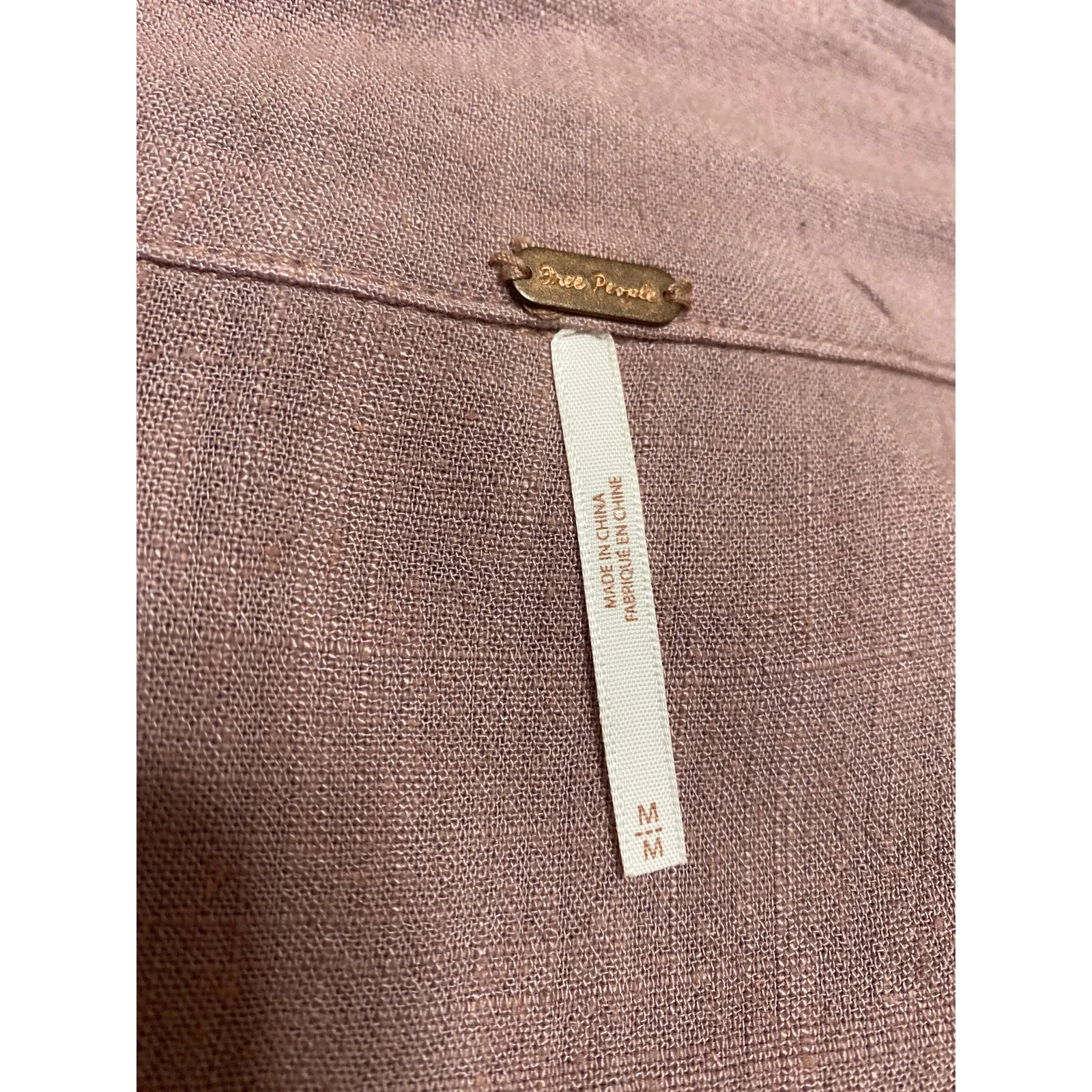 Free People Margot Pink Linen Short Sleeve Button Straight Leg Romper Jumpsuit M - Image 4