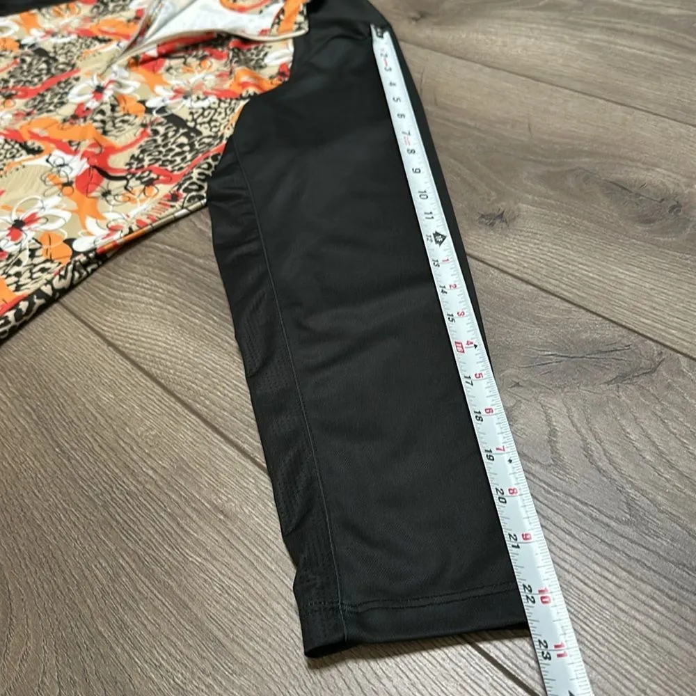 Bermuda Sands 1/4 Zip Golf Pullover Long Sleeve Orange Black Print Size‎ Large - Image 11