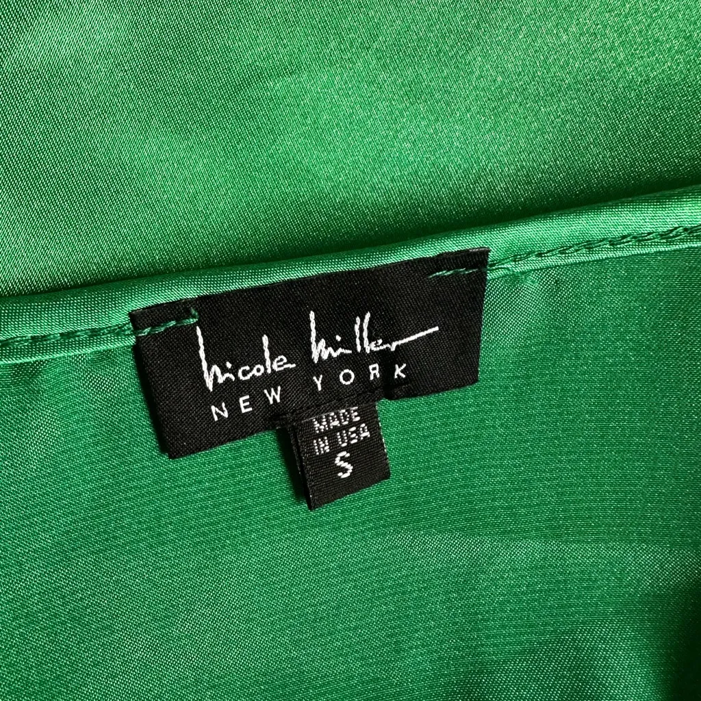 Wicked 2 Satin Tops Nicole Miller NY Pink & Green Blouse Small Jewel Tone - Image 6