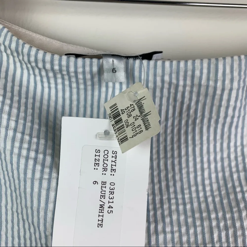 NWT Pamela Roland Pinstripe Mermaid Mini Skirt 6 White - Image 6