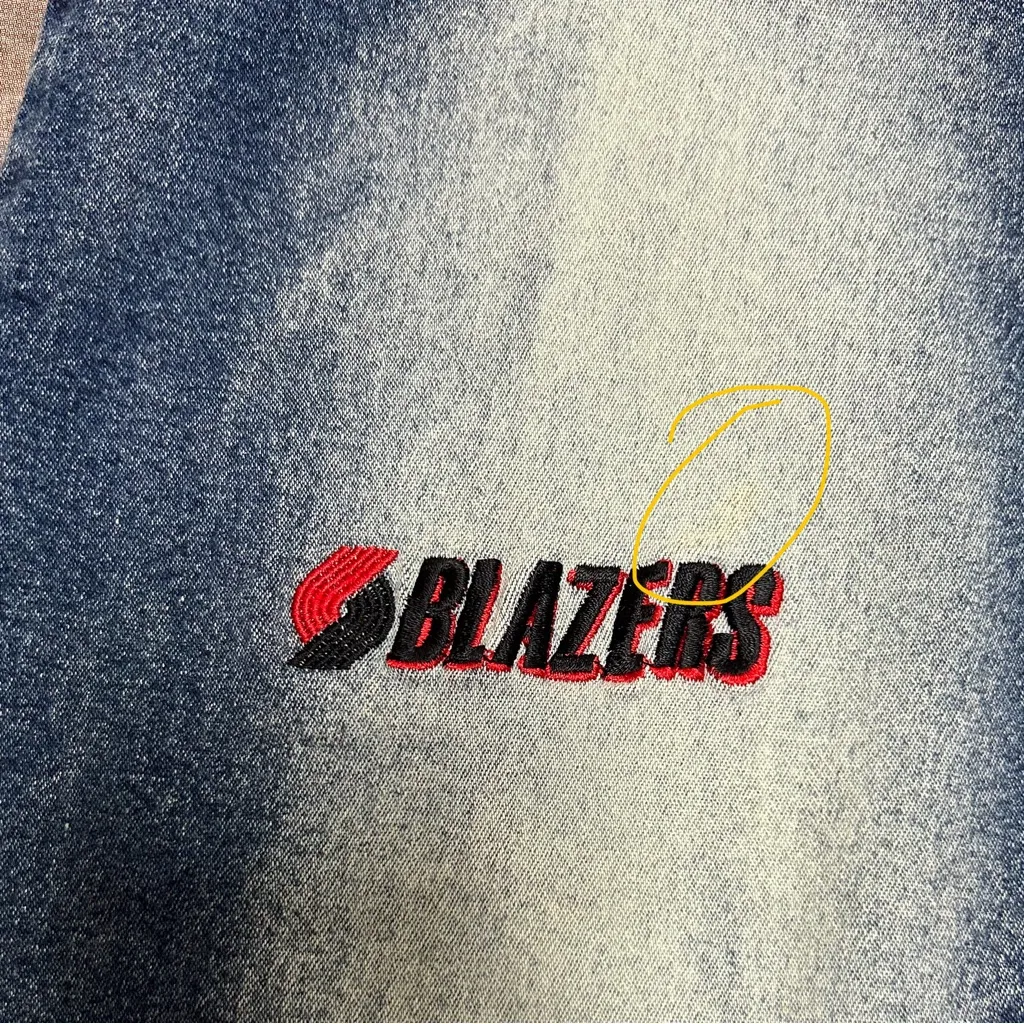 NBA Medium Wash Basketball Embroidered Denim Pencil Skirt 9 Knicks Nets Wizards - Image 12