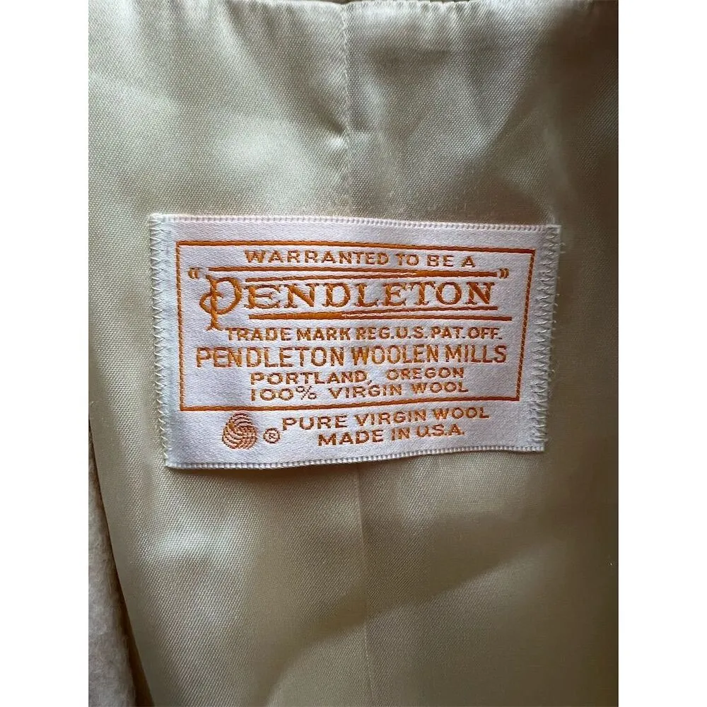 Pendleton Women's Long Wool Overcoat Beige Double-Breasted Size M Standa… - Image 4