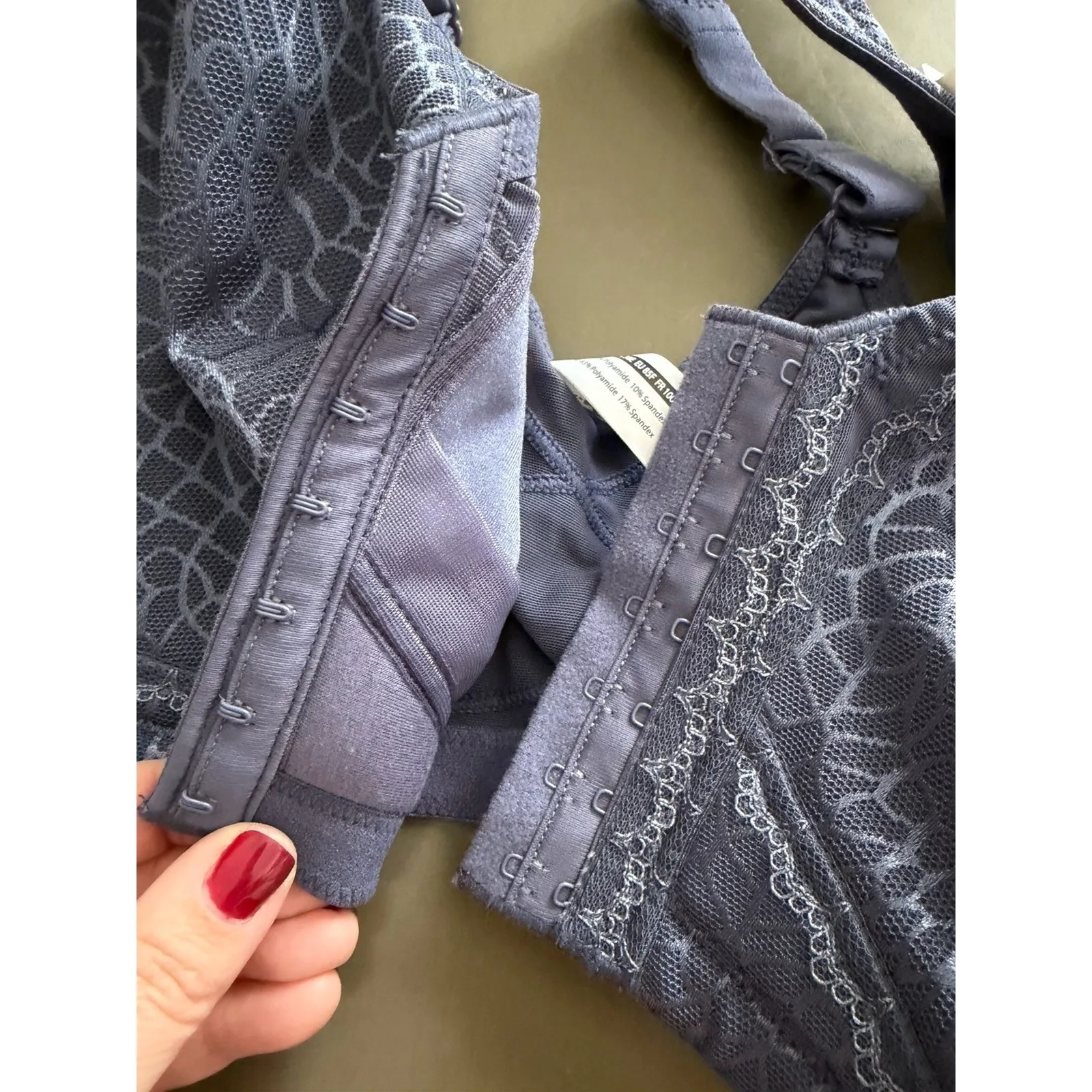 Exirin Bra‎ No Underwire Front Hook & Eye Back Support Size 38DDD Blue - Image 4