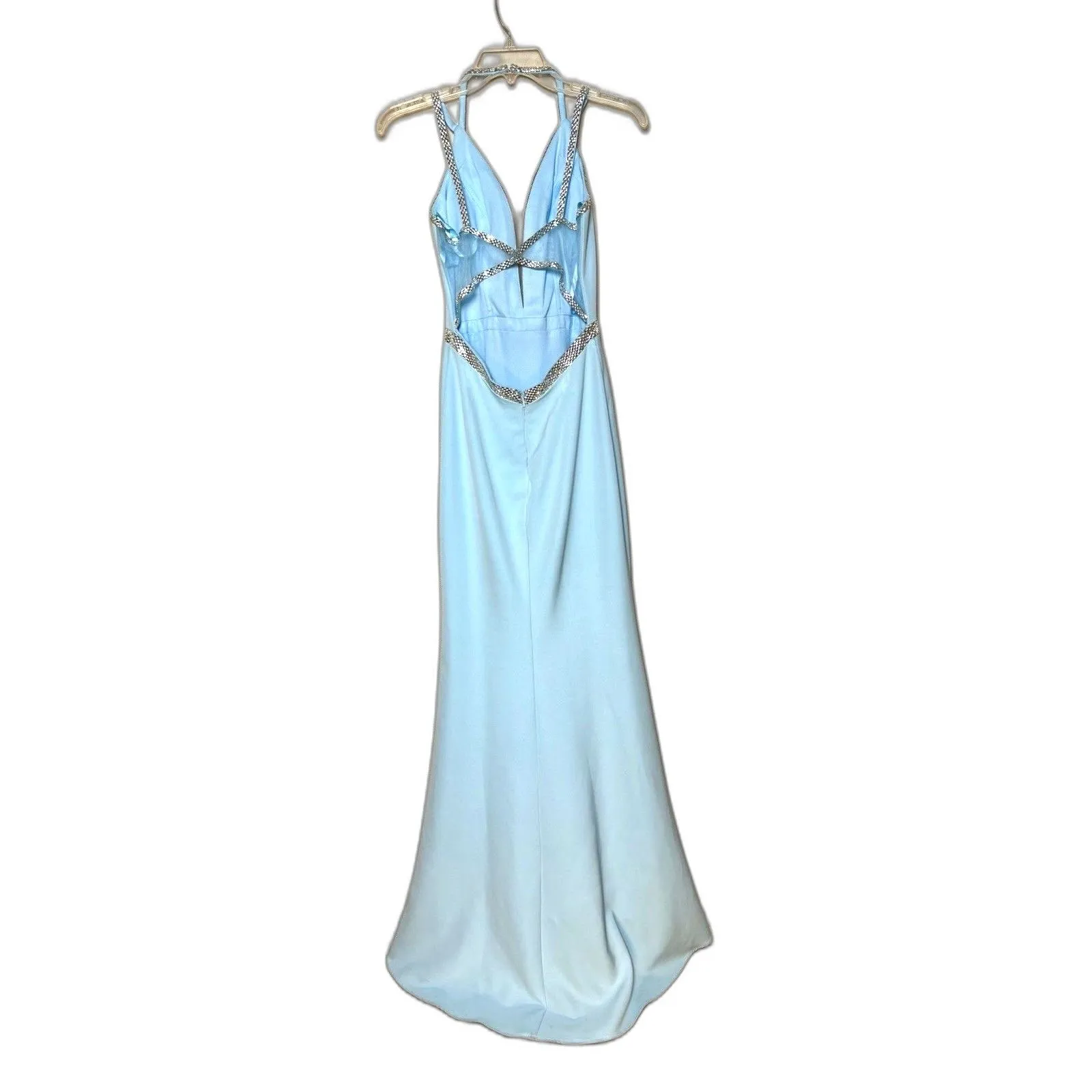 Rich’s Apparel Light Blue Rhinestone Open Back Formal Maxi Dress Womens 6 - Image 2