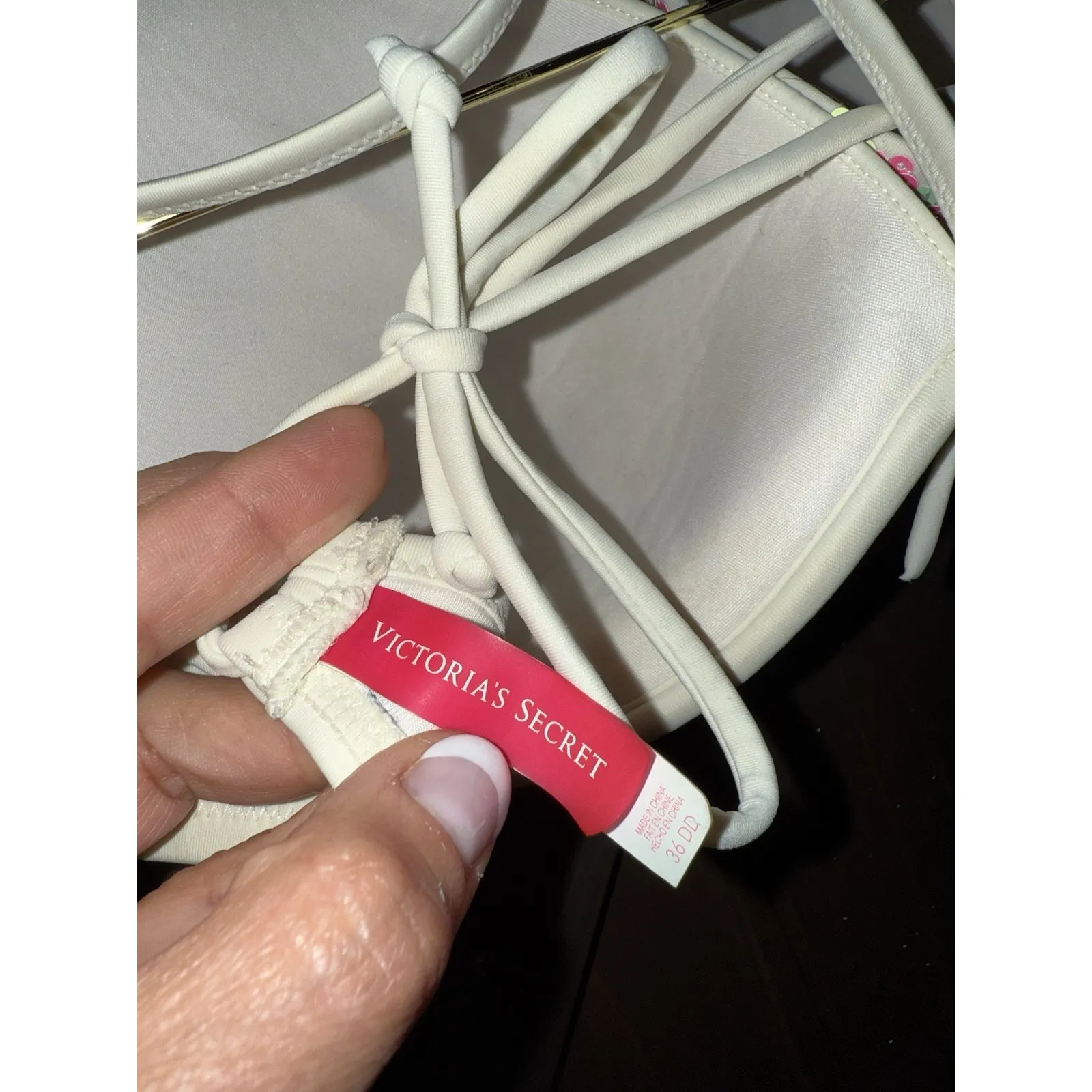 Victoria's Secret Y2k Swim Top Sequined Padded Push‎ Up Adjustable Size 36DD - Image 5