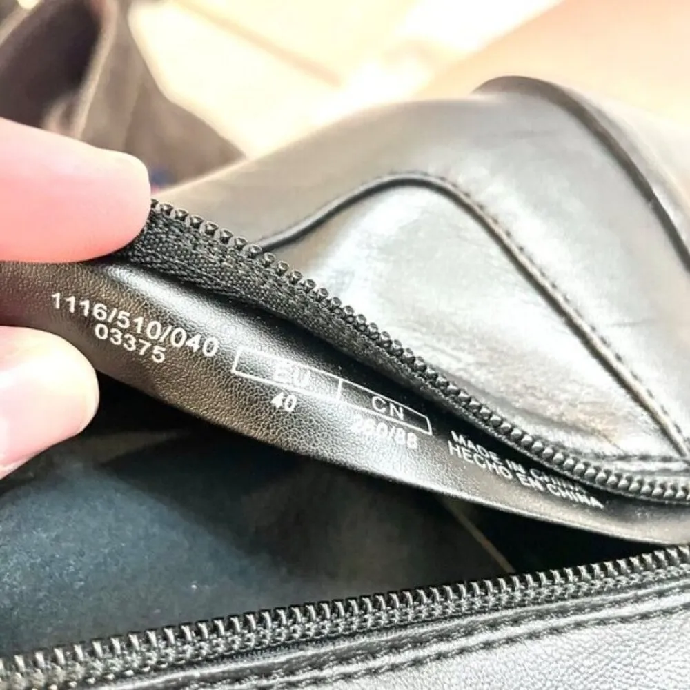 Zara Women Leather Black Cowboy Heel Ankle Boots with Square Toe Size EU 40 - Image 8