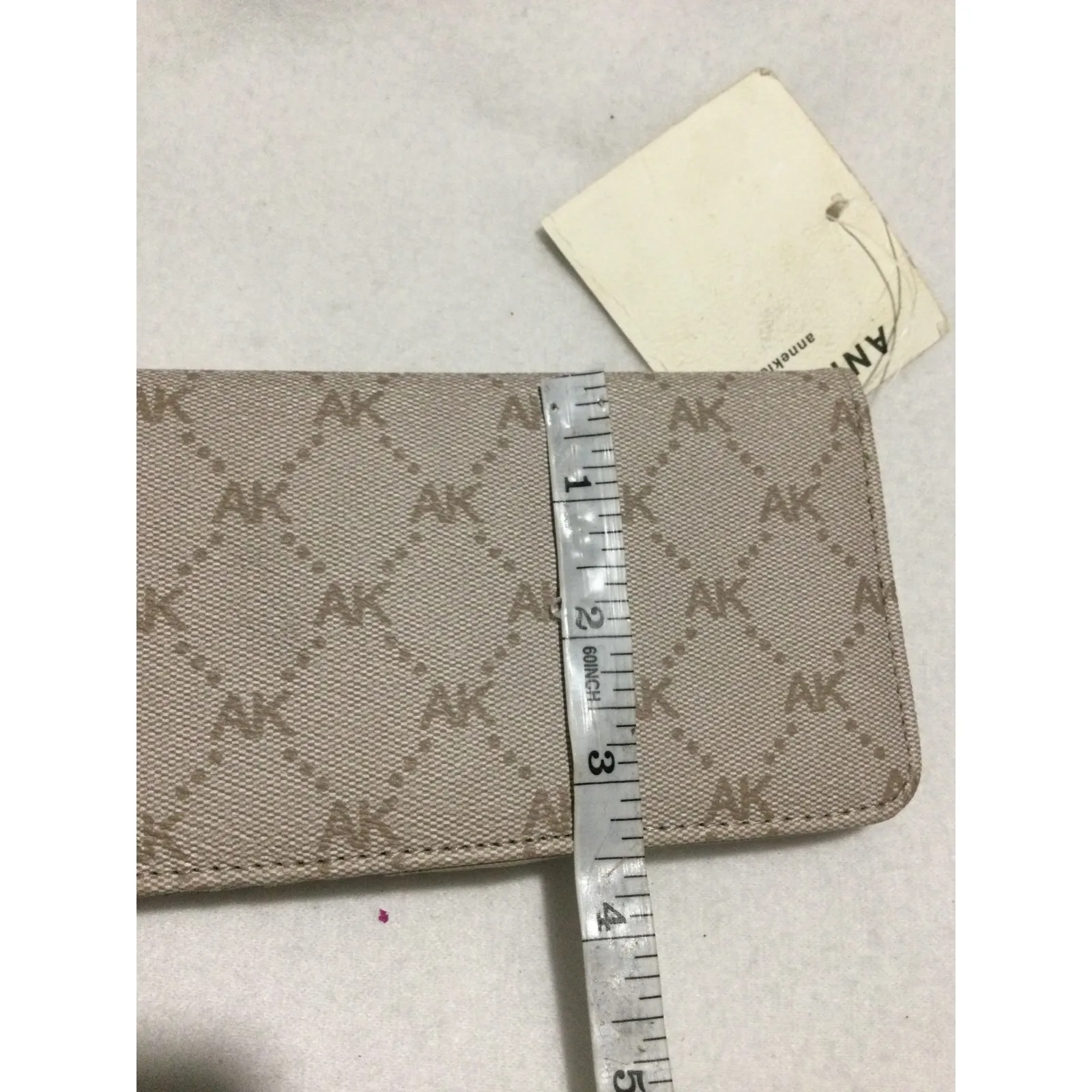 Anne Klein AK Logo Print Wallet Snap Closure Card‎ Holder Beige - Image 5