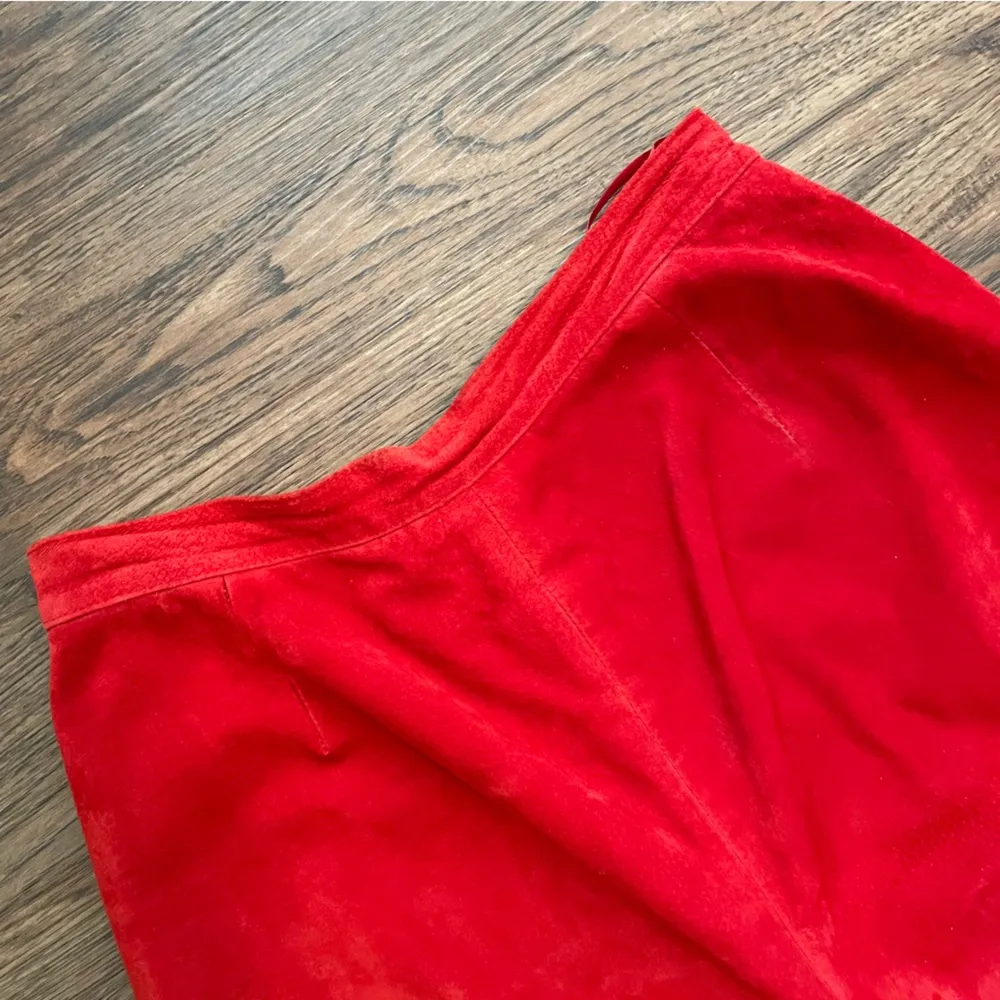 Vtg Company Ellen Tracy Red Suede Leather Straight Leg Pants Sz 8 - Image 8