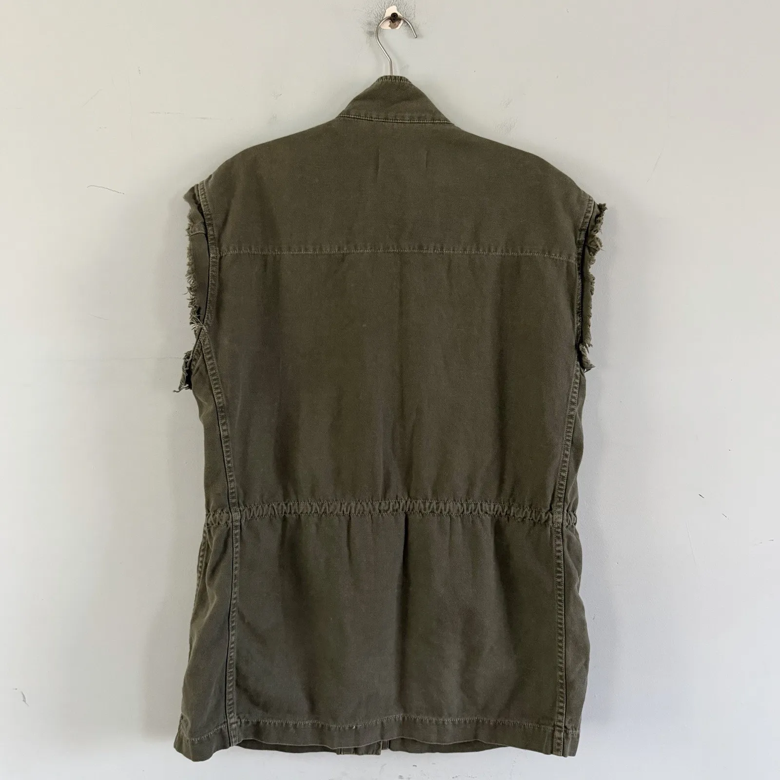 Nili Lotan Army Green Denim Military Cut Off Sleeveless Utility Vest Size 4 - Image 3