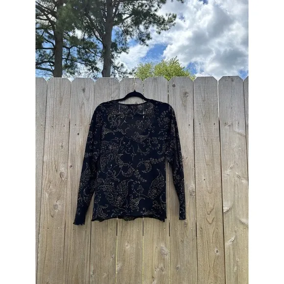 Bandolino Shirt Womens 1XL Black‎ Fairy Light Grunge Mesh Long Sleeve - Image 7