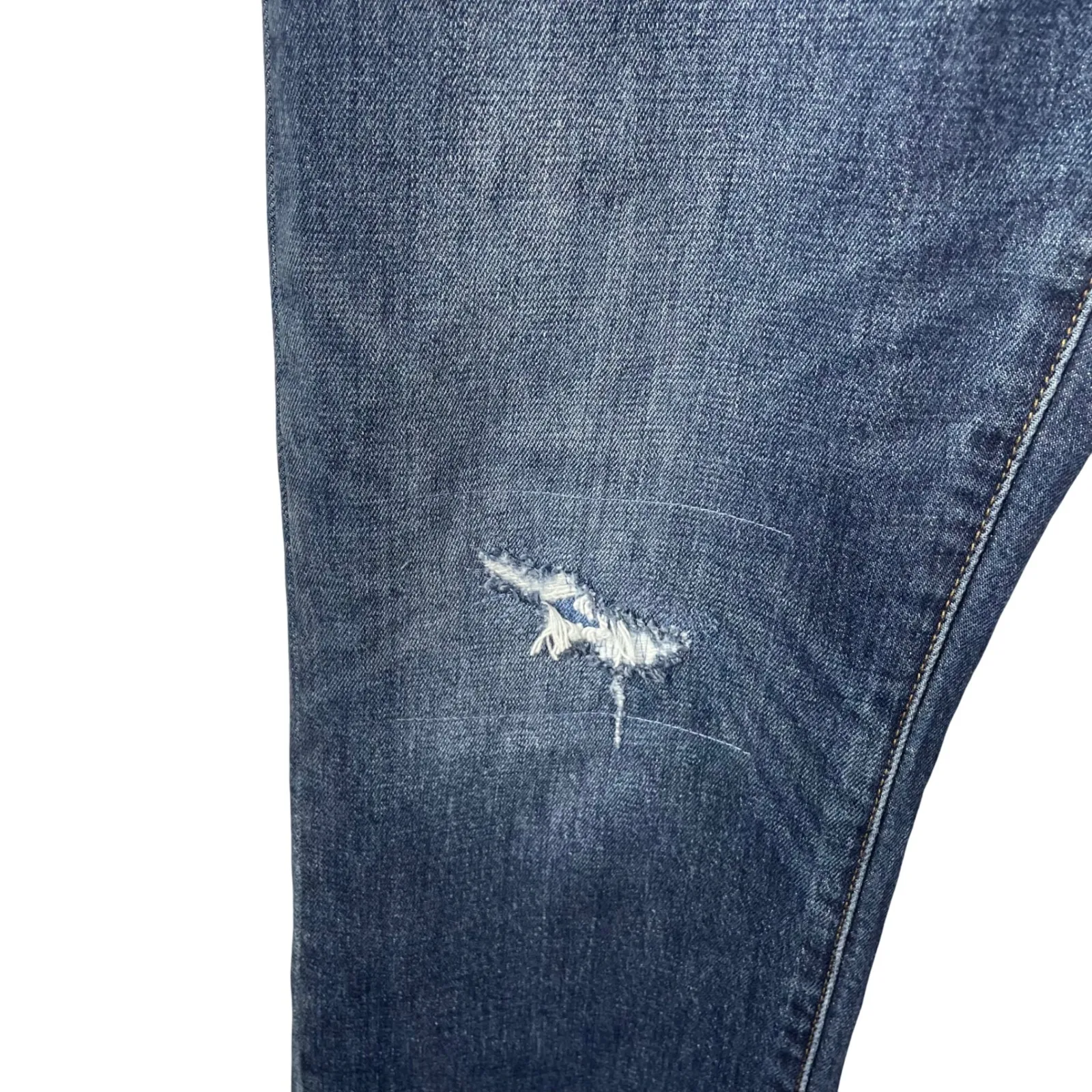 Point Sur Denim Distressed Straight Leg Jeans Medium Wash Raw Hem Women's 29 Blue - Image 6