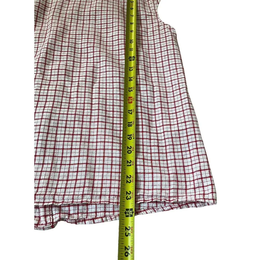 Max Studio Red & White Linen Cotton Cap Sleeve Top Women's Size Medium | 1-8 - Image 6