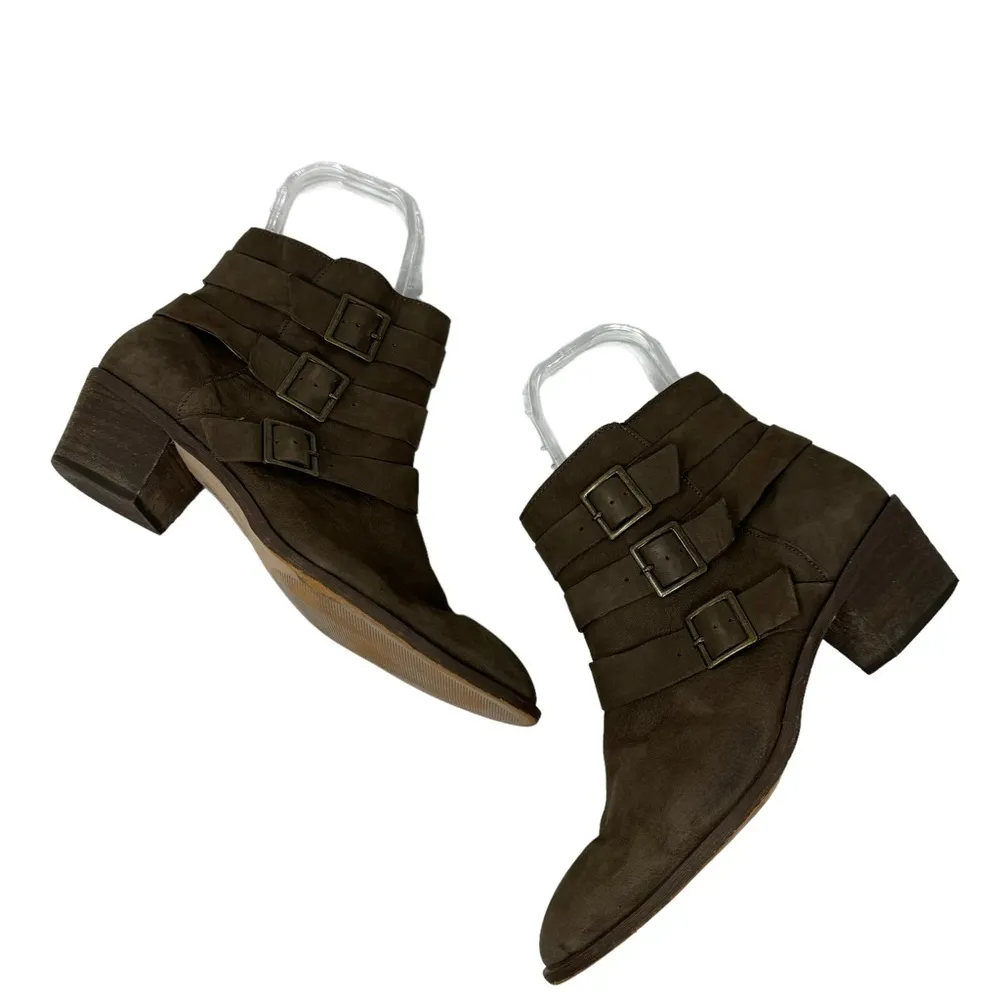 Sole Society Nelmaeya Leather Almond Toe Ankle Boots Brown Size 10 - Image 8