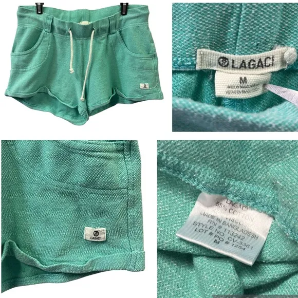 Lagaci Light Green Vacation Resort Wear Drawstring Waist 4 Pocket Shorts Medium - Image 2