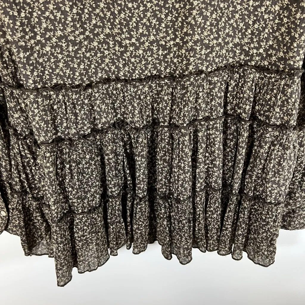 Denim Supply RL Ralph Lauren Women Size M Peasant Boho Flowy Gauzy Shirt Floral - Image 8