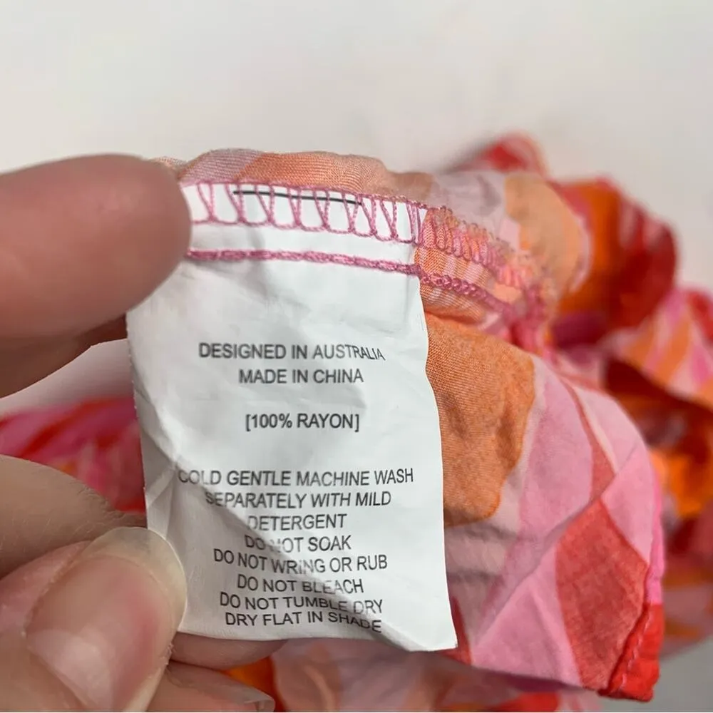 Anthropologie Abel the Label women's XS sundress orange pink floral maxi backles - Image 13