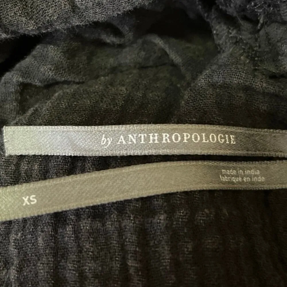 Anthropologie Black Sleeveless V-neck Drawstring Cover-up Romper Jumpsuit Sz XS - Image 6