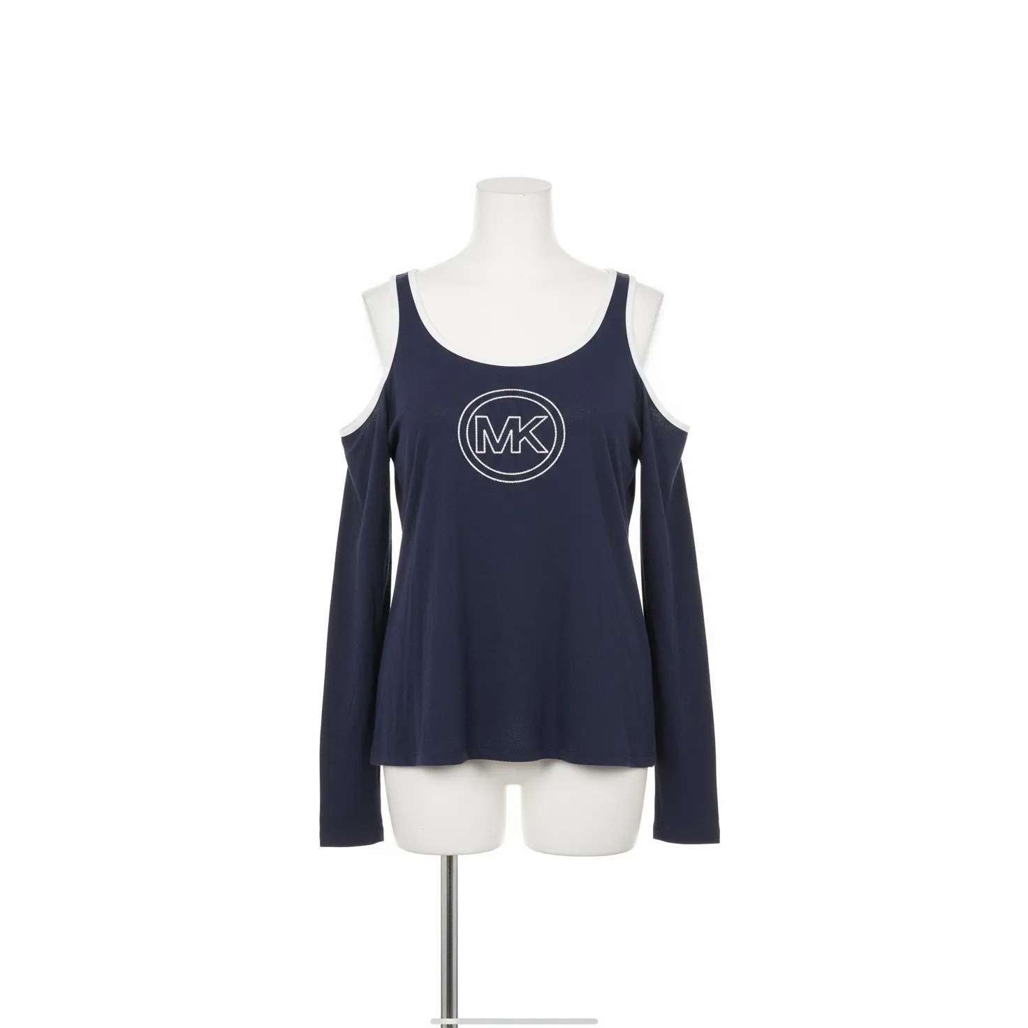 MK Michael Kors Cold Shoulder Long Sleeve Shirt Bling Studded Top XL - Image 3